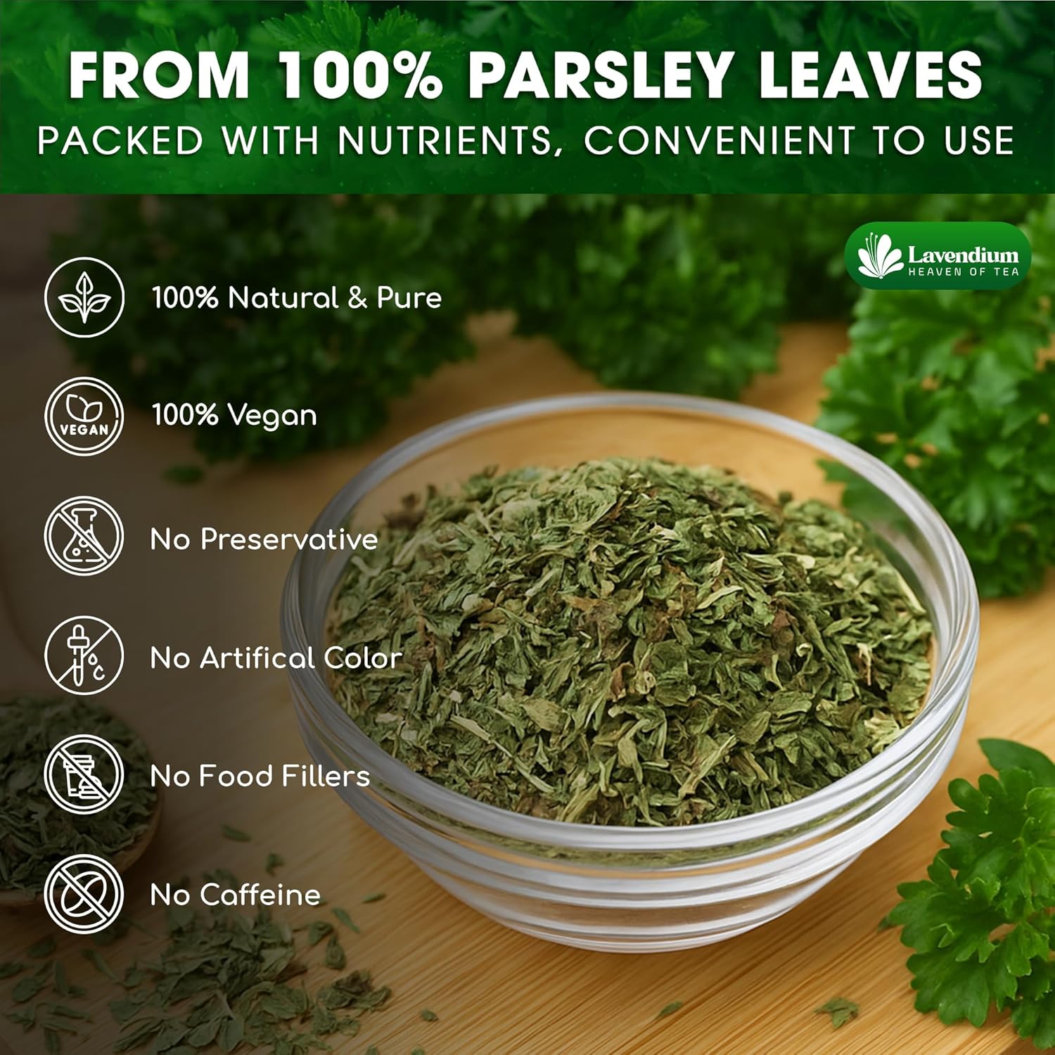 Premium Dried Parsley Leaves – 100% Pure, Non-GMO, Gluten-Free, Vegan – Aromatic Culinary Herb for Cooking, Garnish, and Seasoning