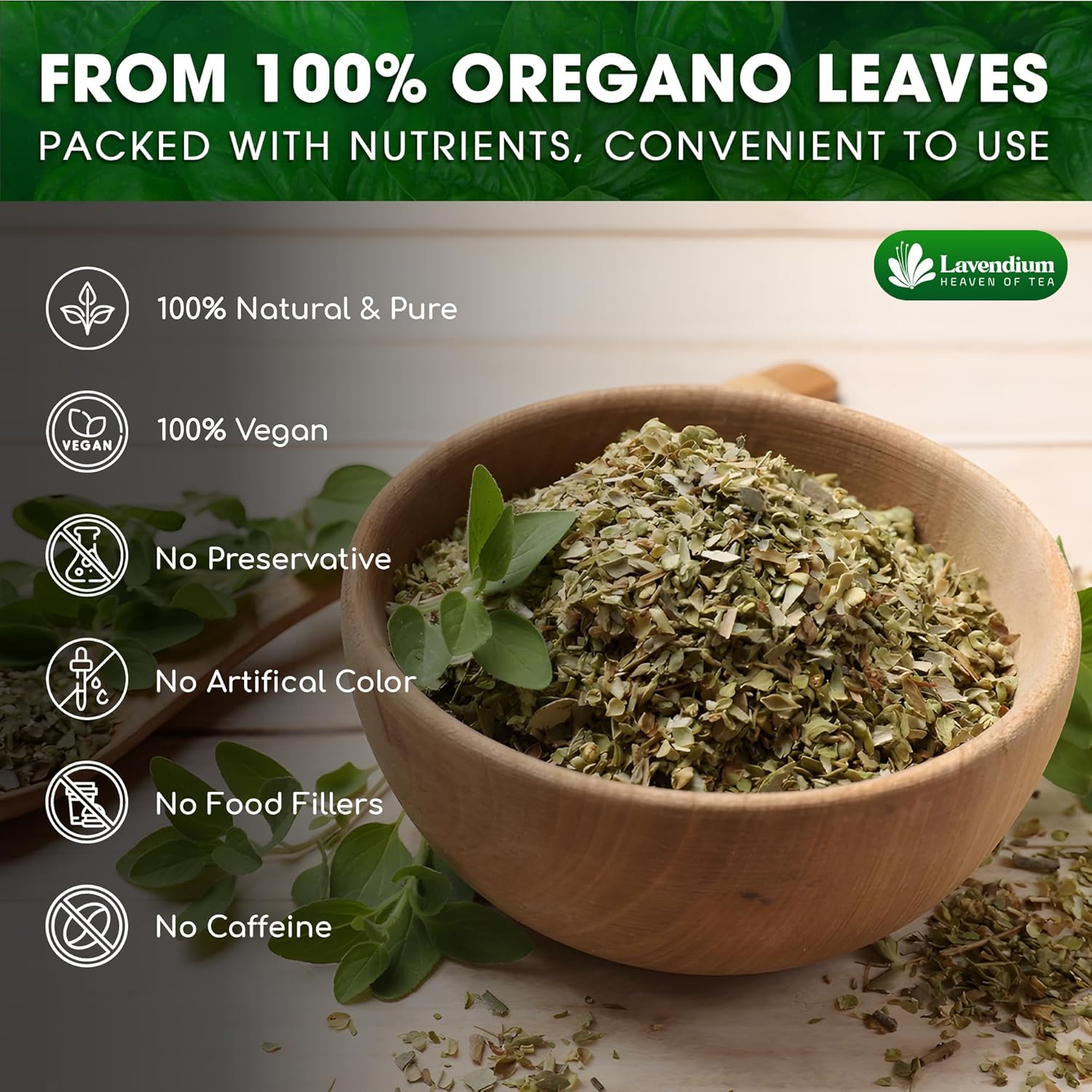 Premium Dried Oregano Leaves – 100% Pure, Non-GMO, Gluten-Free, Vegan – Aromatic Herb for Cooking, Seasoning, Sauces, and Pizza