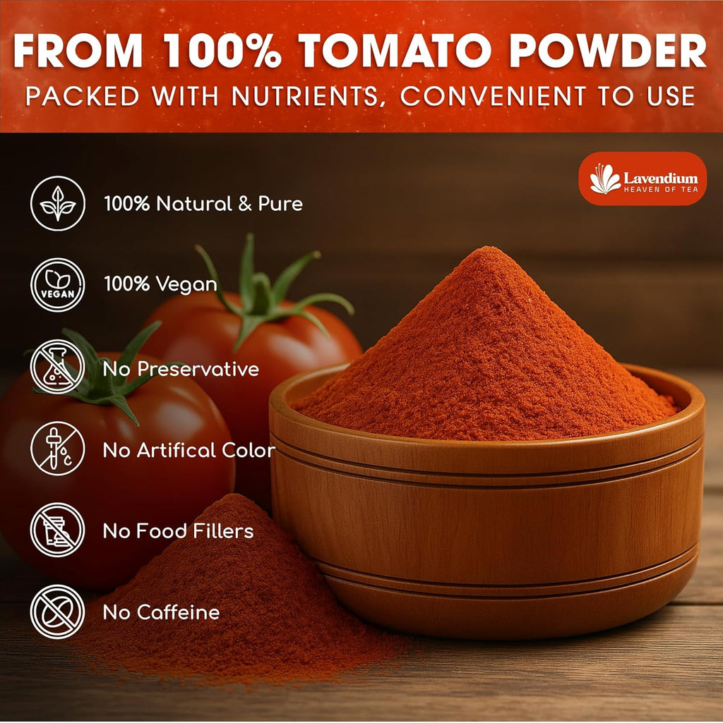 Premium Tomato Powder – 100% Pure Dehydrated Tomato – Non-GMO, Vegan, Gluten-Free, No Additives – Rich Color & Flavor – Great for Cooking, Seasoning, Sauces & More