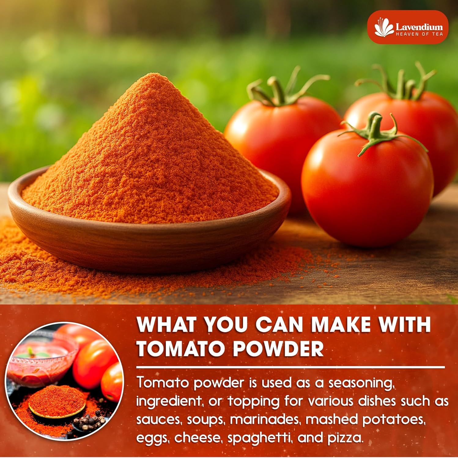 Premium Tomato Powder – 100% Pure Dehydrated Tomato – Non-GMO, Vegan, Gluten-Free, No Additives – Rich Color & Flavor – Great for Cooking, Seasoning, Sauces & More