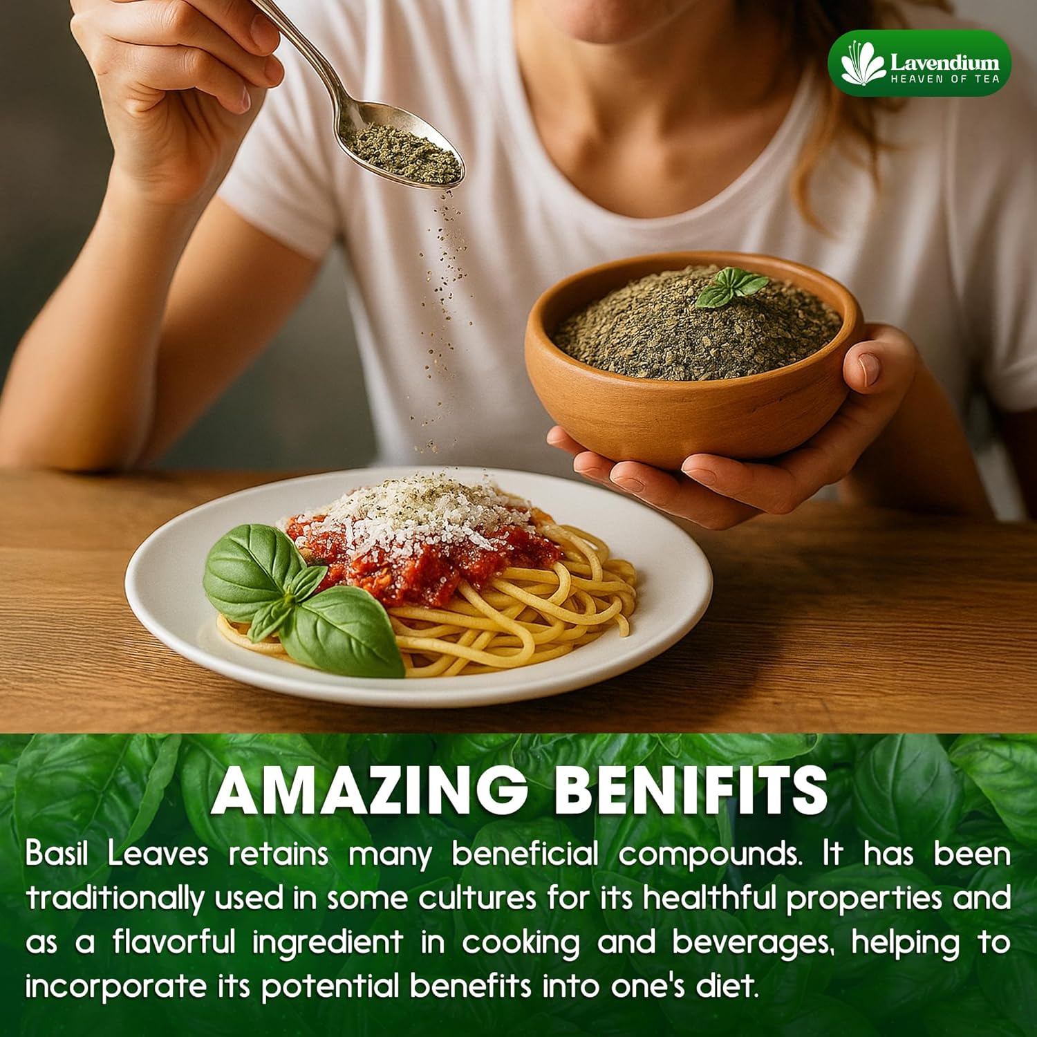 Premium Dried Basil – 100% Pure, Non-GMO, Gluten-Free, Vegan – Aromatic Culinary Herb for Cooking, Garnish, and Seasoning