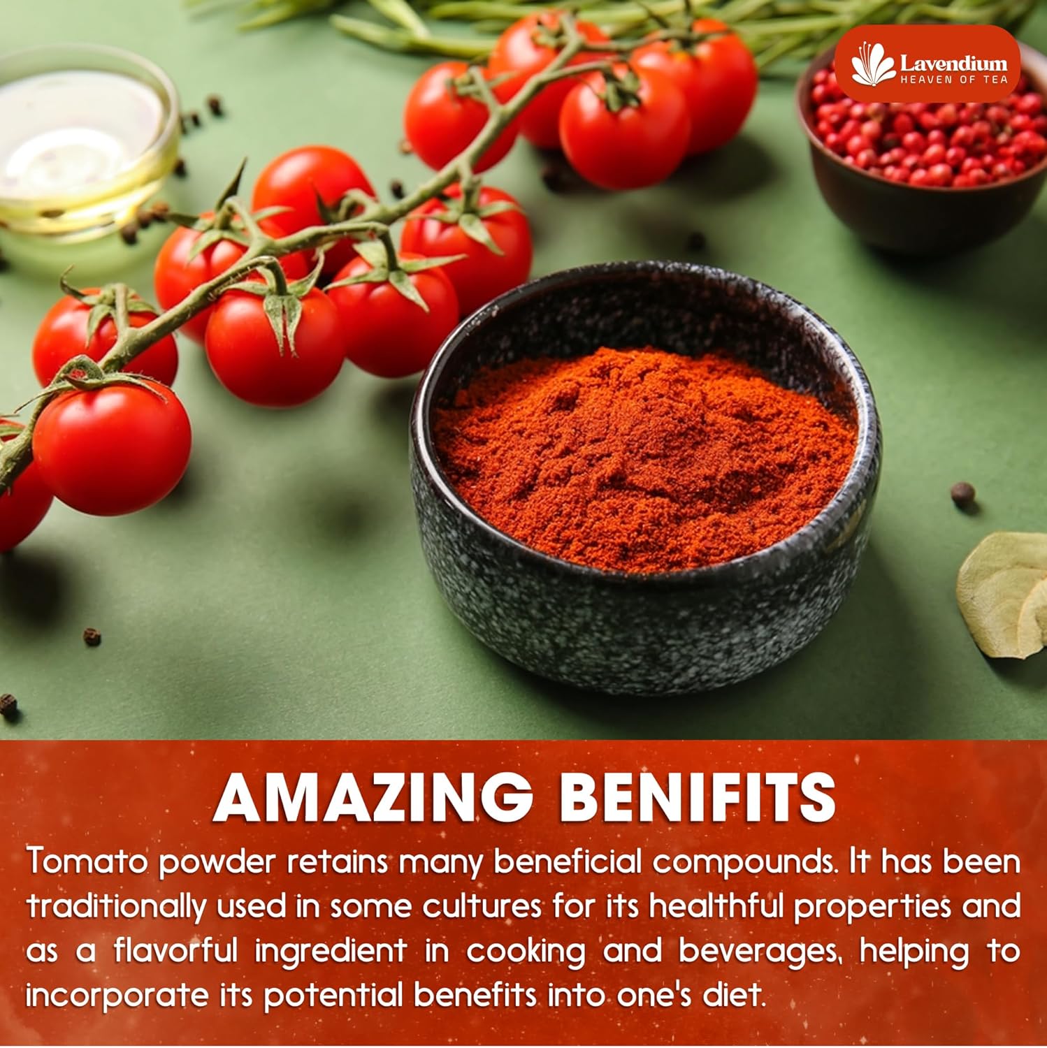 Premium Tomato Powder – 100% Pure Dehydrated Tomato – Non-GMO, Vegan, Gluten-Free, No Additives – Rich Color & Flavor – Great for Cooking, Seasoning, Sauces & More