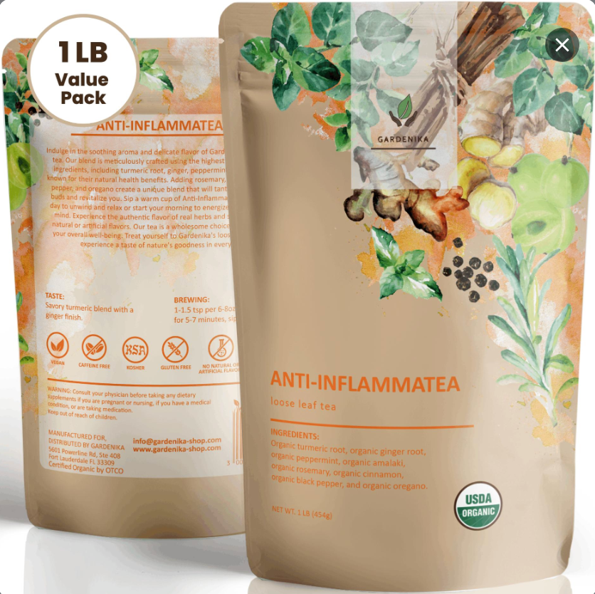 Anti-Inflammatory Tea, Turmeric Ginger Herbal Blend | Organic & Kosher