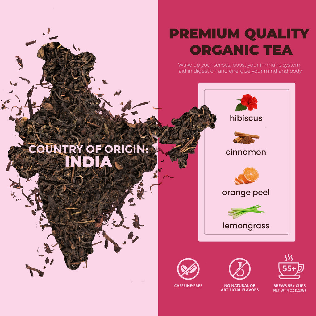 Cinnamon Hibiscus Tea, Antioxidant-Rich Herbal Blend | Organic