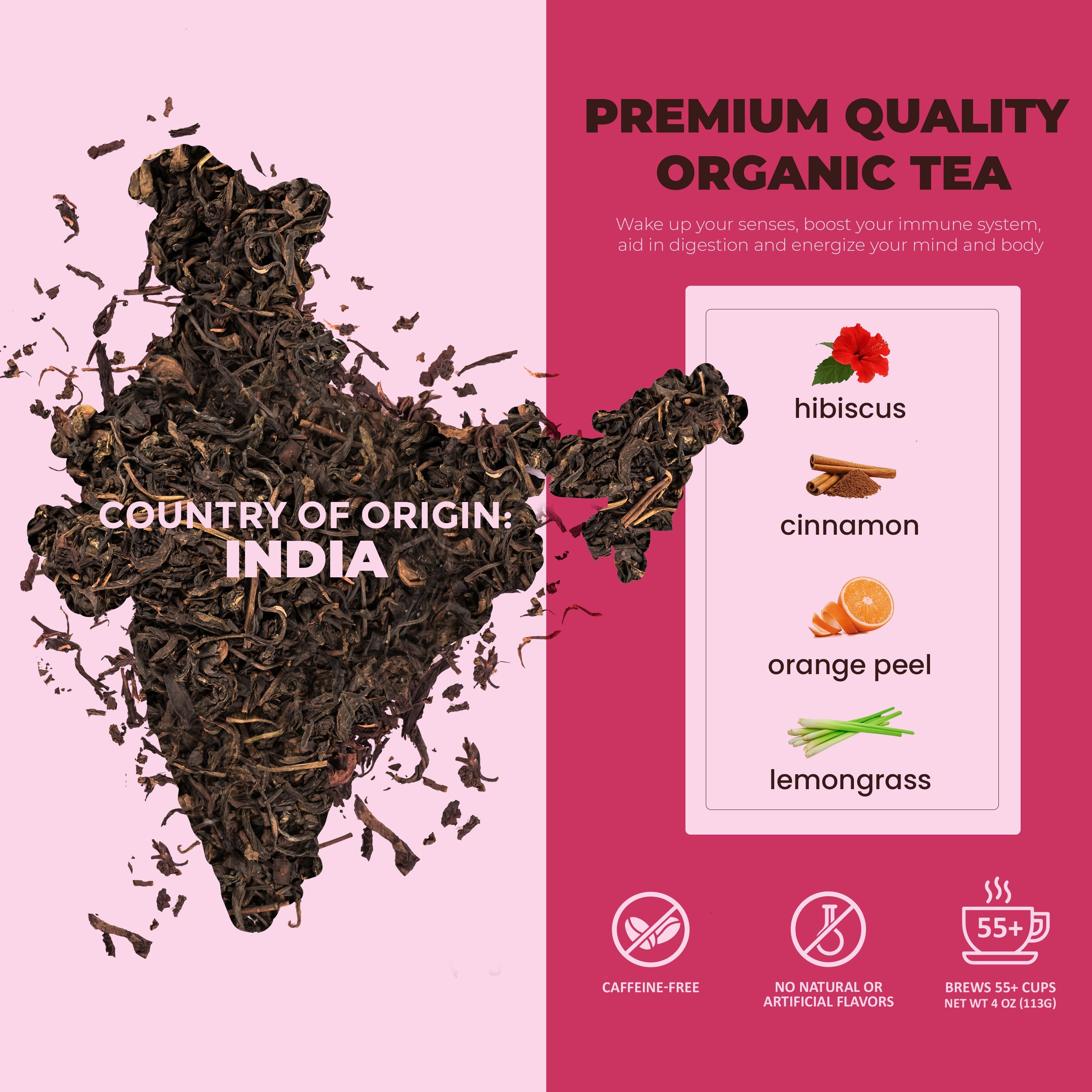 Cinnamon Hibiscus Tea, Antioxidant-Rich Herbal Blend | Organic