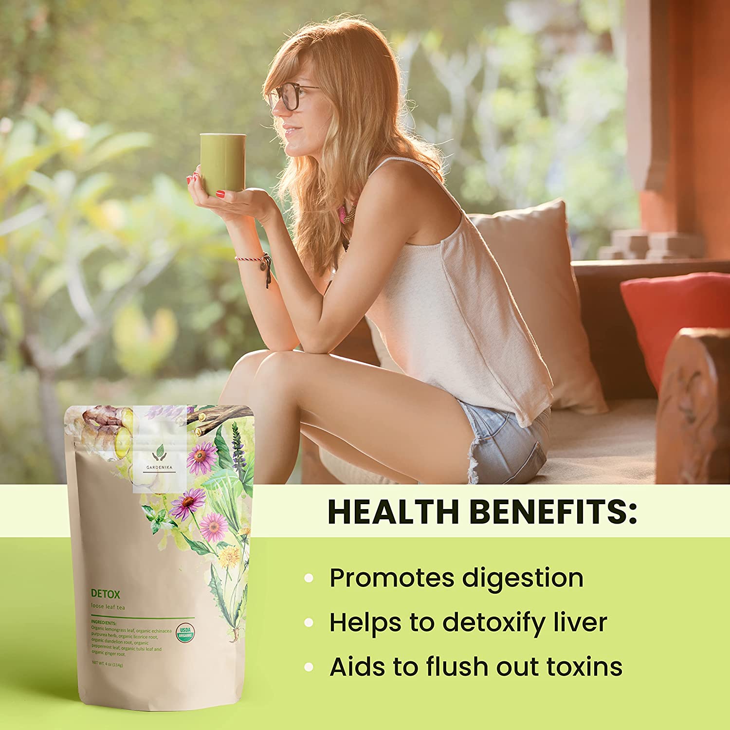 Detox Tea, Ayurvedic Cleanse with Dandelion & Lemongrass | Organic