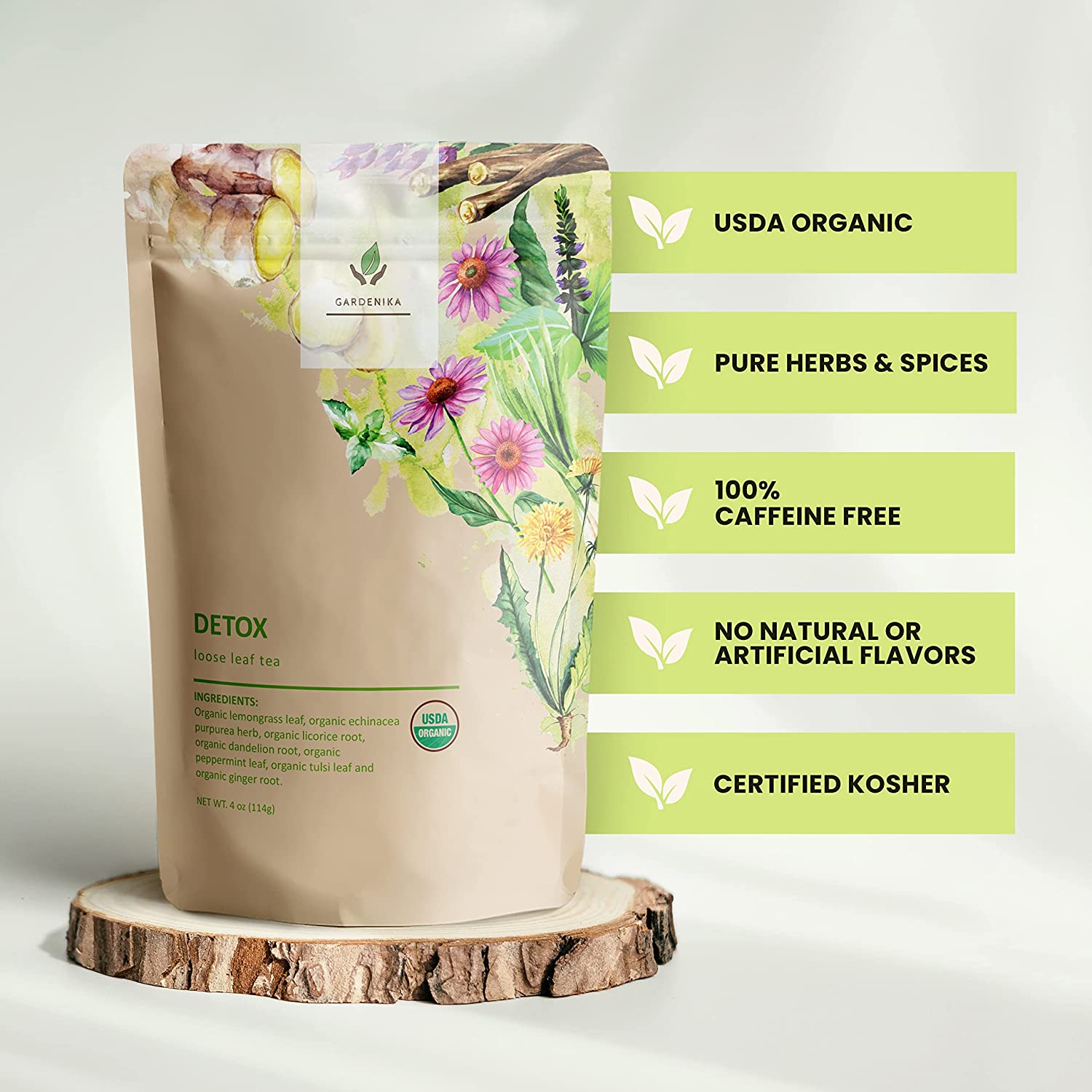 Detox Tea, Ayurvedic Cleanse with Dandelion & Lemongrass | Organic