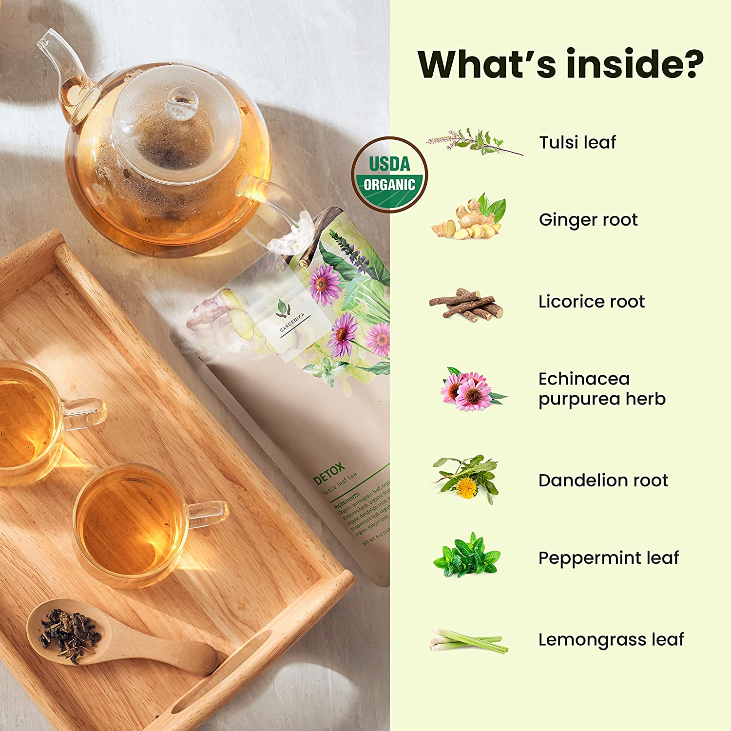 Detox Tea, Ayurvedic Cleanse with Dandelion & Lemongrass | Organic